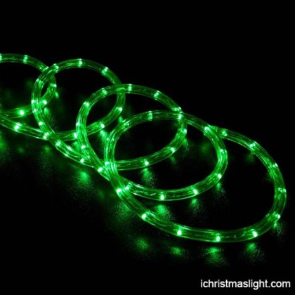Holiday time decorative green LED rope lights