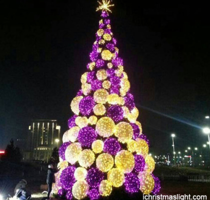 Commercial white and purple ball Christmas tree