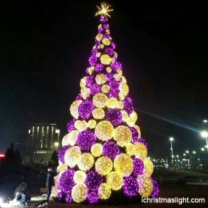 Purple and warm white big Christmas tree in China