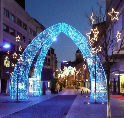 Blue LED light arch for street decoration