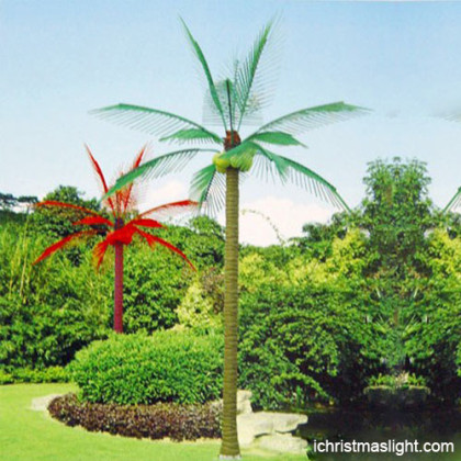 Christmas time lighted outdoor palm tree