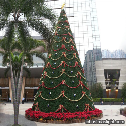 Outdoor decorated big christmas trees