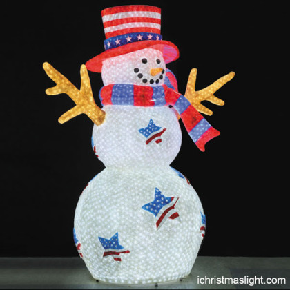 America themed outdoor lighted snowman