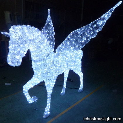 White LED lighted decorative flying horses