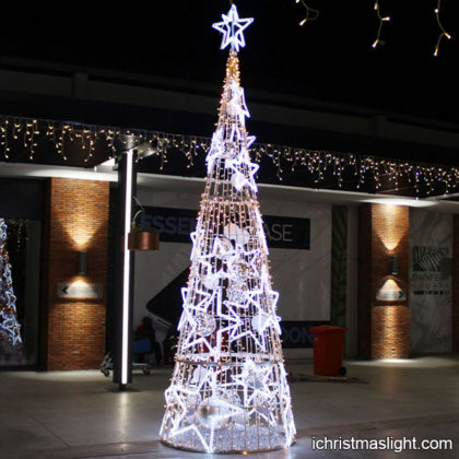 Unique lighted star cone christmas trees