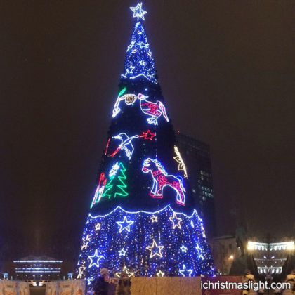 Lighted commercial display christmas tree