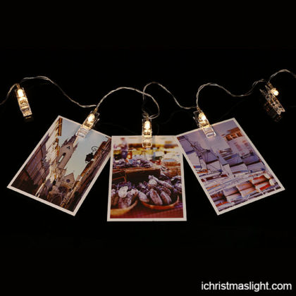 String lights for bedroom with photo clips