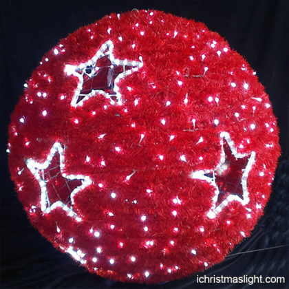 LED lighted large red Christmas balls