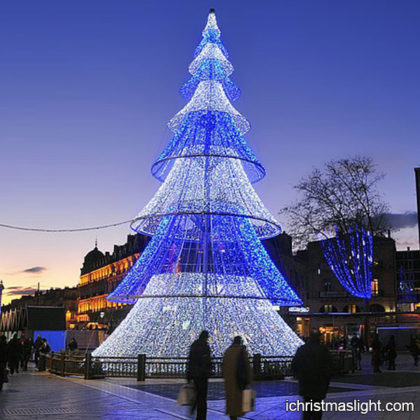 Commercial white and blue Christmas trees