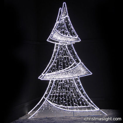 Outdoor decorative big white Christmas tree