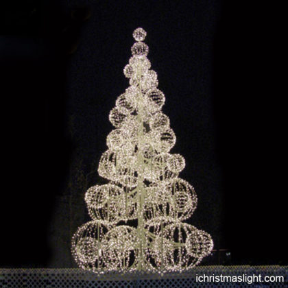 Warm white lighted big ball Christmas tree