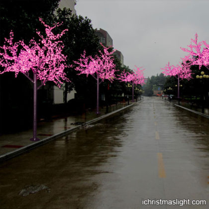 Pink outdoor blossom tree with LED lights