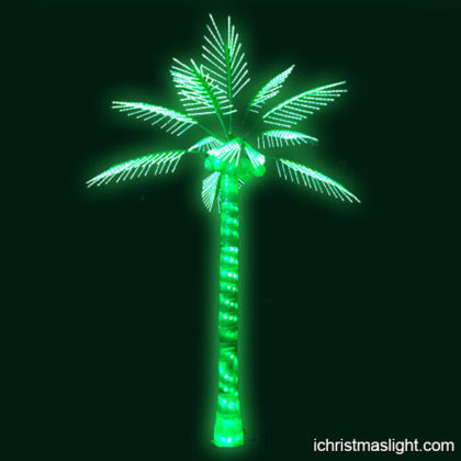 Green LED lighted palm trees for poolside