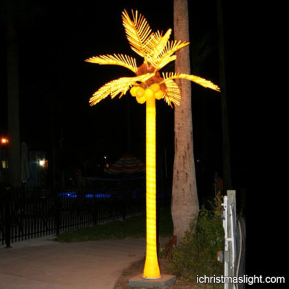 Yellow LED lighted palm tree for camping