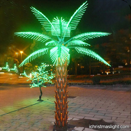 Green and brown lighted palm tree decoration