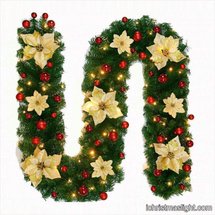 Christmas garlands with gold poinsettias