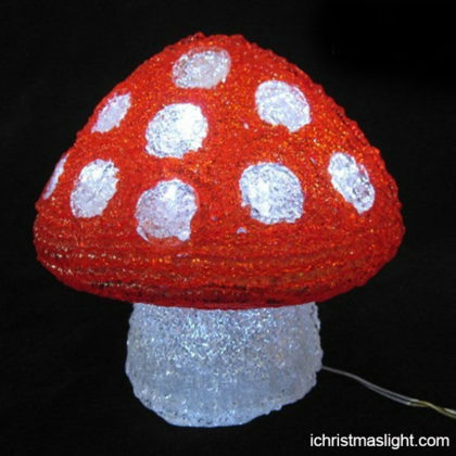Holiday decor red and white light mushroom