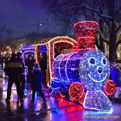 Outside decorative Christmas light train