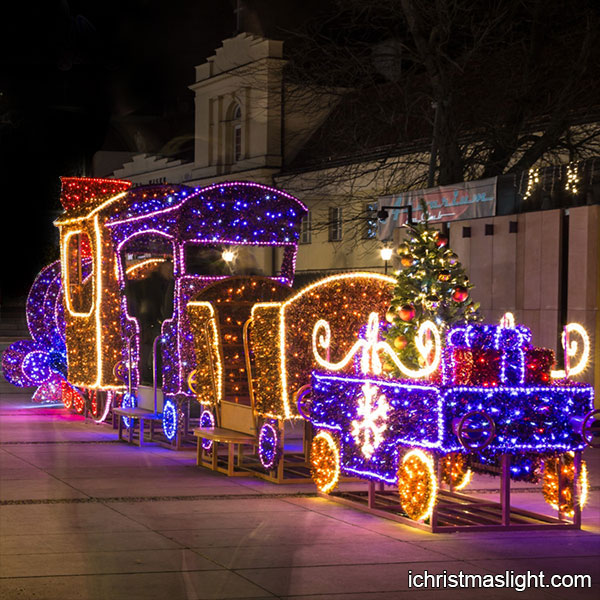 Large outdoor decorative holiday train set | iChristmasLight