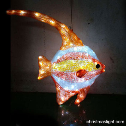 Outdoor lighted fish Christmas ornament