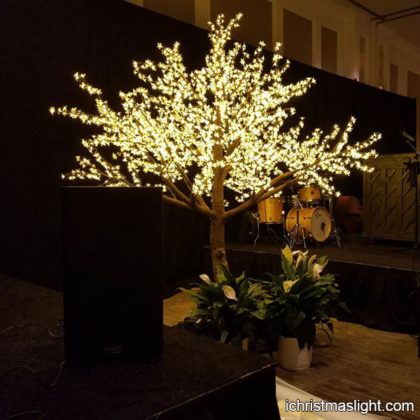 Warm white lighted outdoor blossom tree