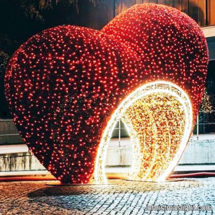 Holiday decorative large lighted red heart