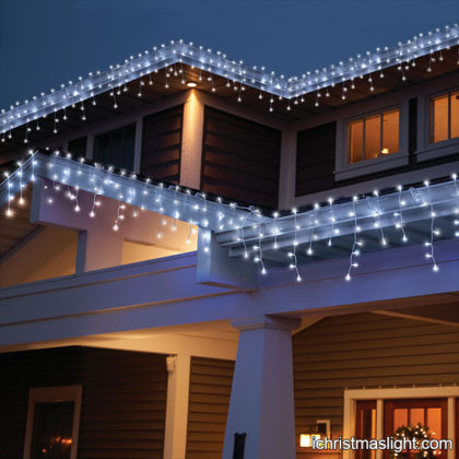 White LED icicle lights outdoor decoration