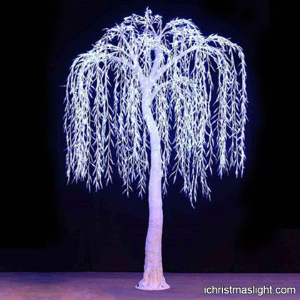 White light weeping willow Christmas trees