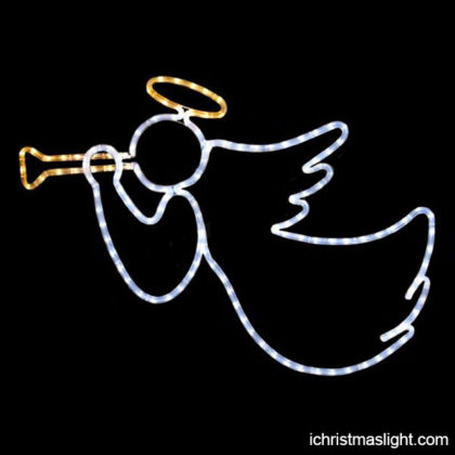 Outdoor lighted angel with trumpet