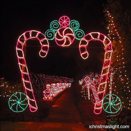 Christmas light outdoor candy cane arch