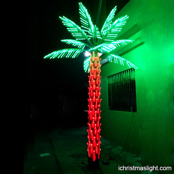 Outdoor light palm tree green and red color | iChristmasLight