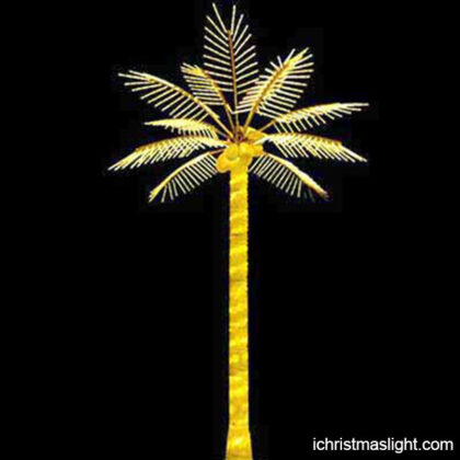 Yellow pre lit palm tree outdoor decoration