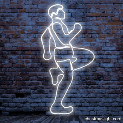 Sport neon sign bright white running man