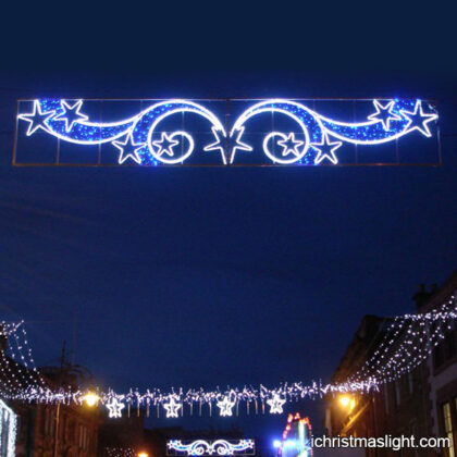 Street white and blue Christmas decorations