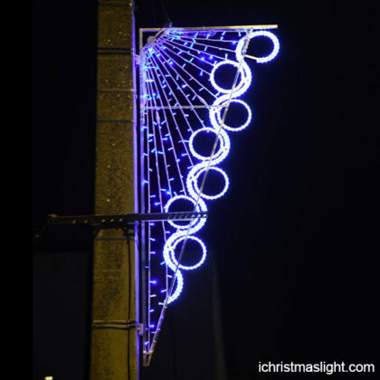 Pole decor white and blue Christmas lights