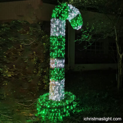 White and green large candy cane lights