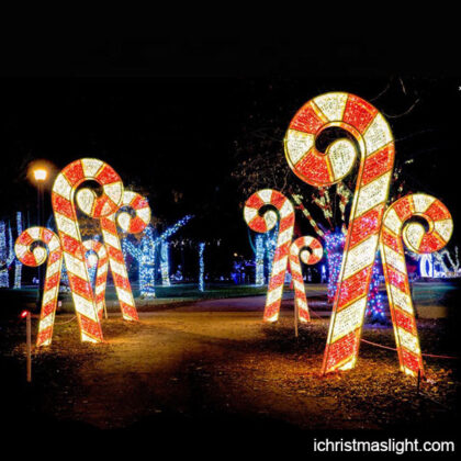 Giant outdoor candy canes with LED lights