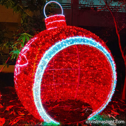 Red and white giant lighted Christmas balls