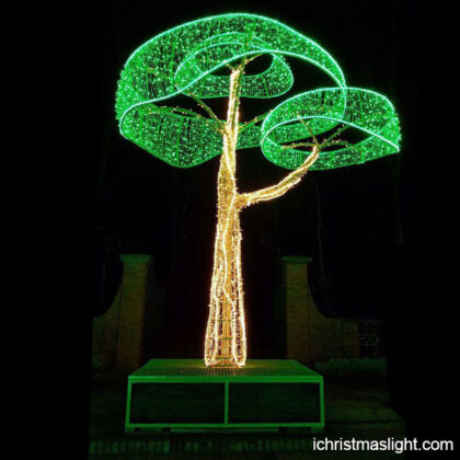 Green and warm white decorative light tree