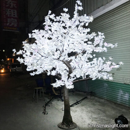 Artificial white maple tree with lights