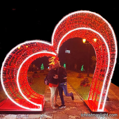 Outdoor decorative lighted large red heart