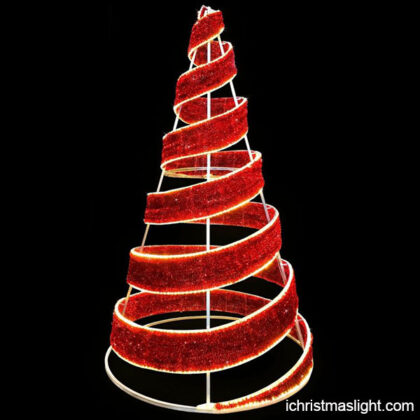 Red spiral Christmas tree with LED lights