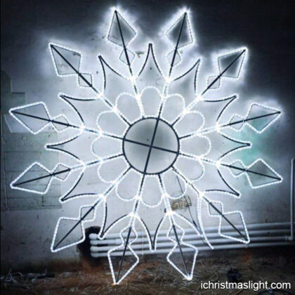 Outdoor LED lighted large white snowflake