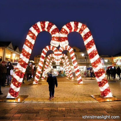 LED lighted Christmas candy cane archway