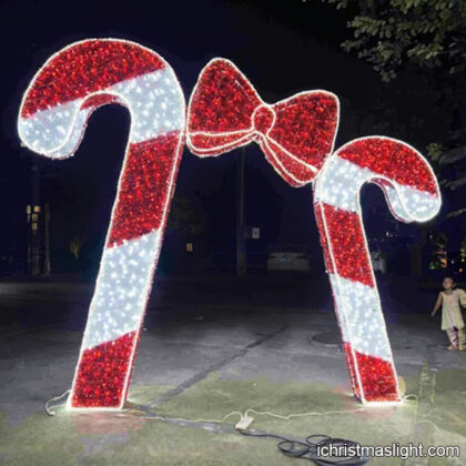 Large outdoor candy canes with lights