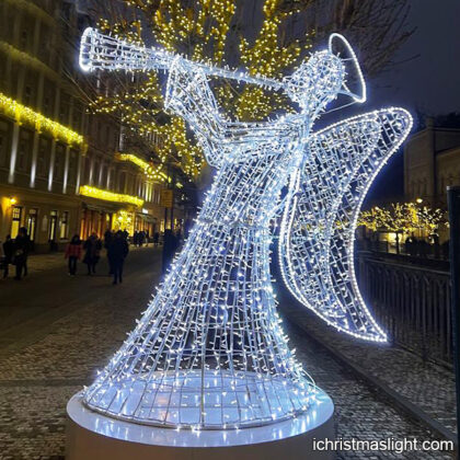 Outdoor Christmas angel with trumpet