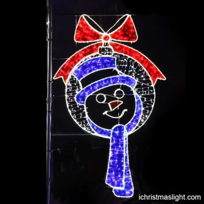 Light up snowman outdoor pole decoration